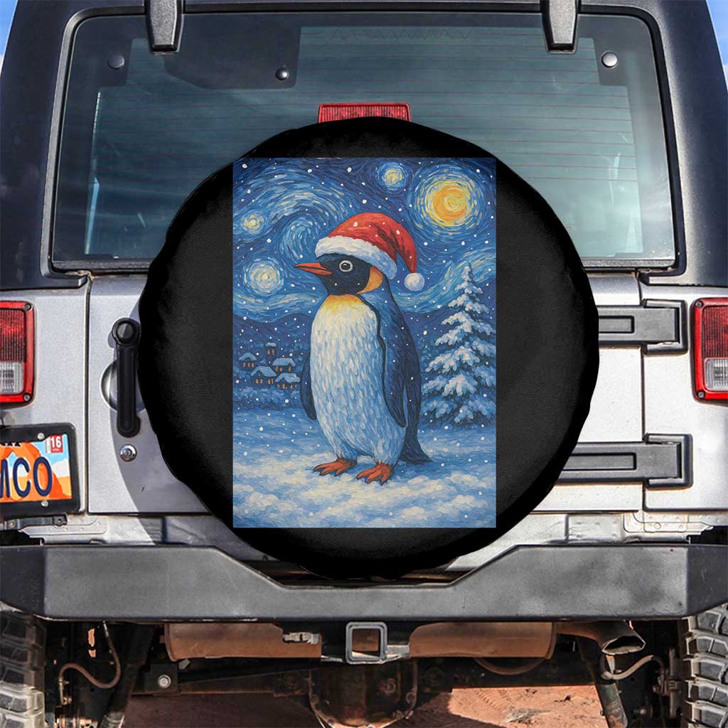 Penguin Christmas Spare Tire Cover Starry Night Van Gogh - Wonder Print Shop