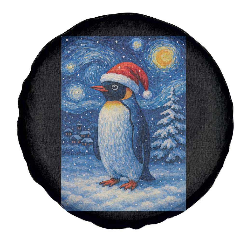 Penguin Christmas Spare Tire Cover Starry Night Van Gogh - Wonder Print Shop