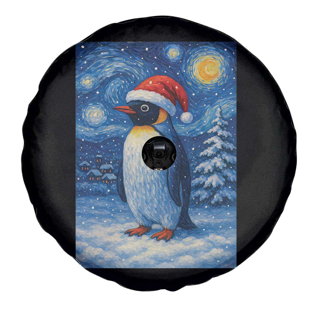 Penguin Christmas Spare Tire Cover Starry Night Van Gogh - Wonder Print Shop