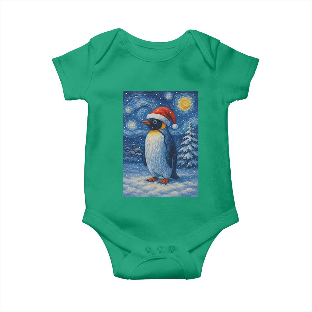 Penguin Christmas Baby Onesie Starry Night Van Gogh - Wonder Print Shop