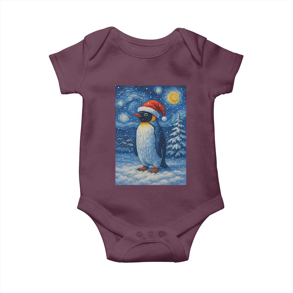 Penguin Christmas Baby Onesie Starry Night Van Gogh - Wonder Print Shop