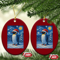 Penguin Xmas Ceramic Ornament Starry Night Van Gogh - Wonder Print Shop