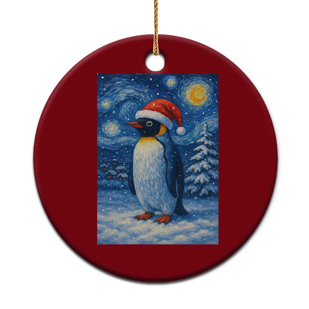 Penguin Xmas Ceramic Ornament Starry Night Van Gogh - Wonder Print Shop