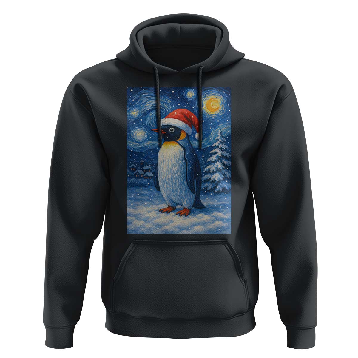 Penguin Christmas Hoodie Starry Night Van Gogh - Wonder Print Shop