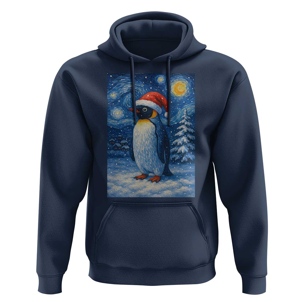 Penguin Christmas Hoodie Starry Night Van Gogh - Wonder Print Shop