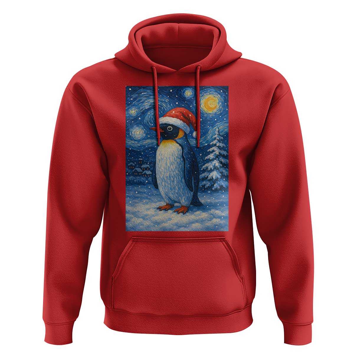 Penguin Christmas Hoodie Starry Night Van Gogh - Wonder Print Shop