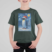 Penguin Christmas T Shirt For Kid Starry Night Van Gogh - Wonder Print Shop