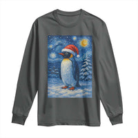 Penguin Christmas Long Sleeve Shirt Starry Night Van Gogh - Wonder Print Shop