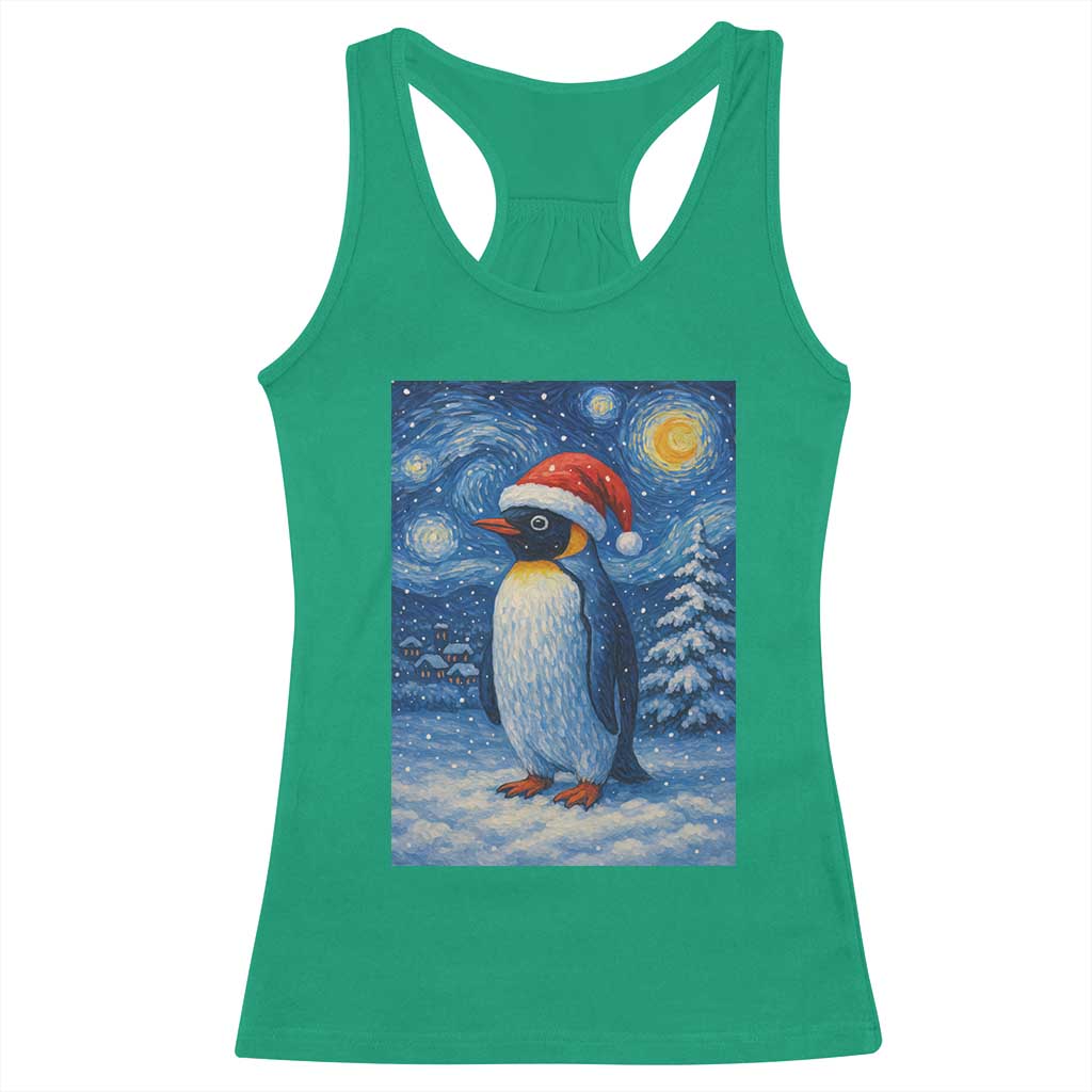Penguin Christmas Racerback Tank Top Starry Night Van Gogh - Wonder Print Shop