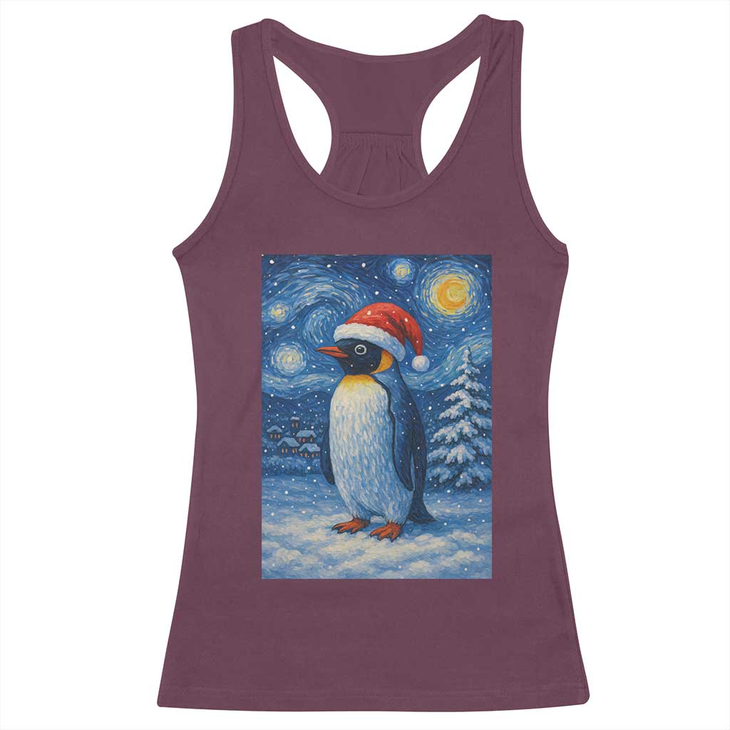 Penguin Christmas Racerback Tank Top Starry Night Van Gogh - Wonder Print Shop