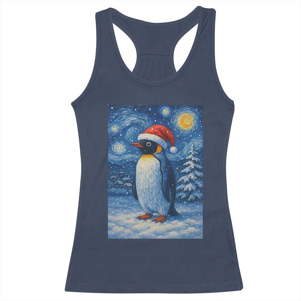 Penguin Christmas Racerback Tank Top Starry Night Van Gogh - Wonder Print Shop