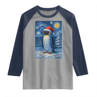 Penguin Christmas Raglan Shirt Starry Night Van Gogh - Wonder Print Shop