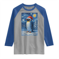 Penguin Christmas Raglan Shirt Starry Night Van Gogh - Wonder Print Shop