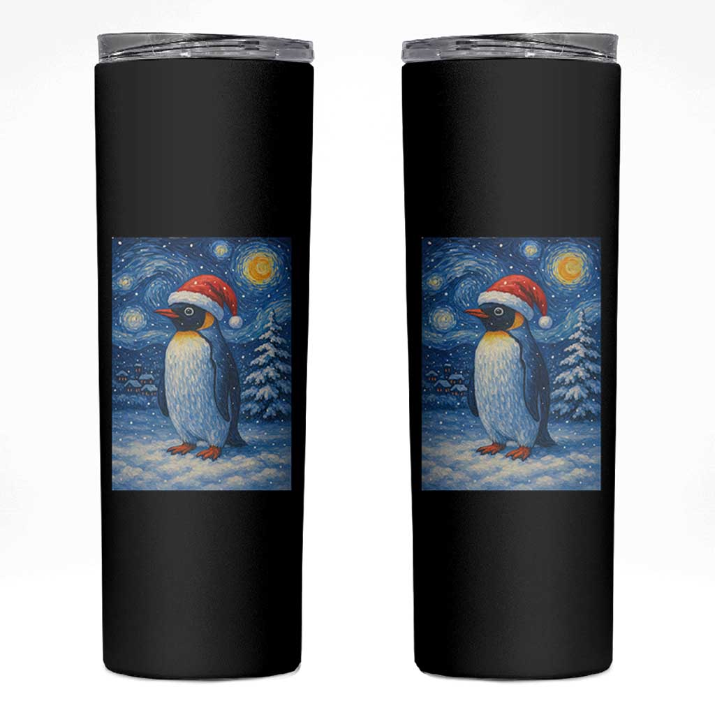 Penguin Christmas Skinny Tumbler Starry Night Van Gogh - Wonder Print Shop