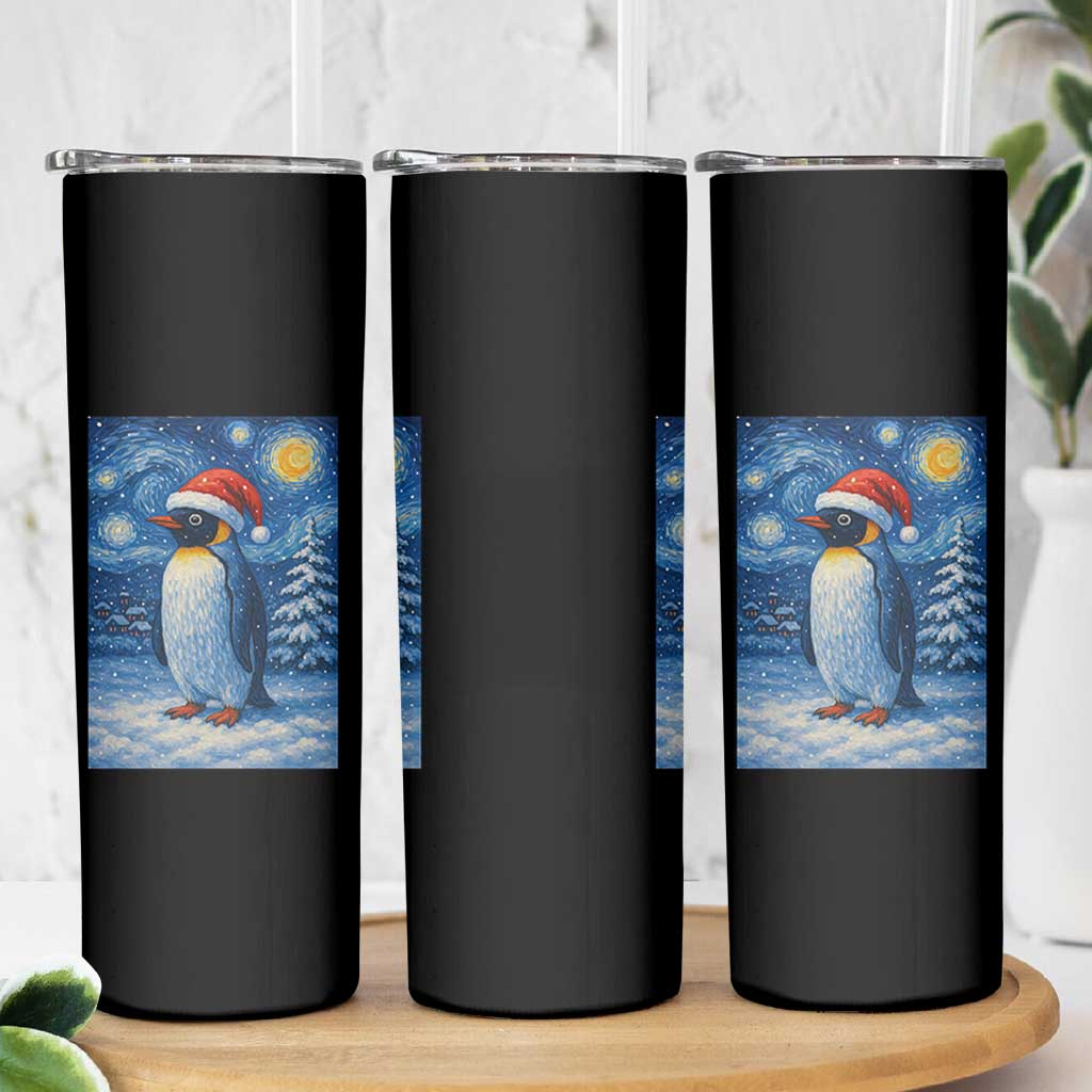 Penguin Christmas Skinny Tumbler Starry Night Van Gogh - Wonder Print Shop