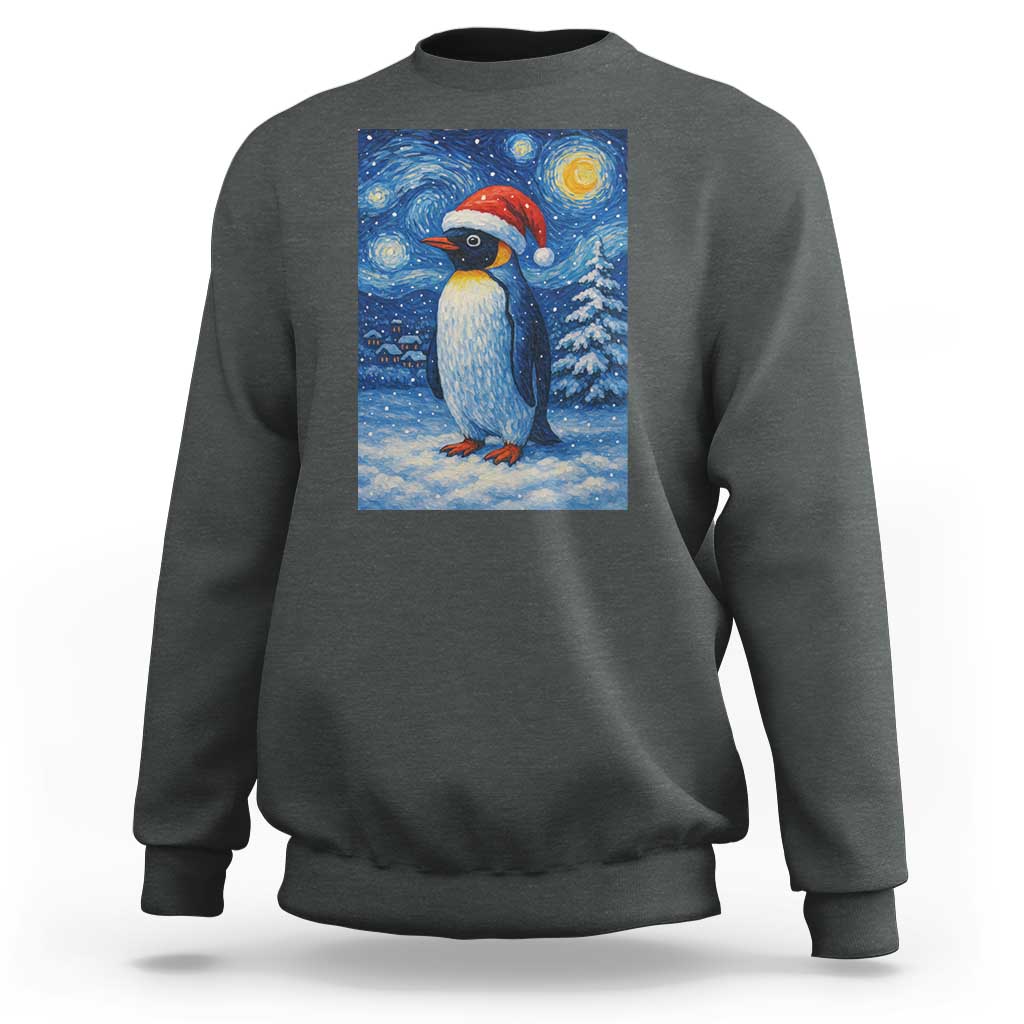 Penguin Christmas Sweatshirt Starry Night Van Gogh - Wonder Print Shop