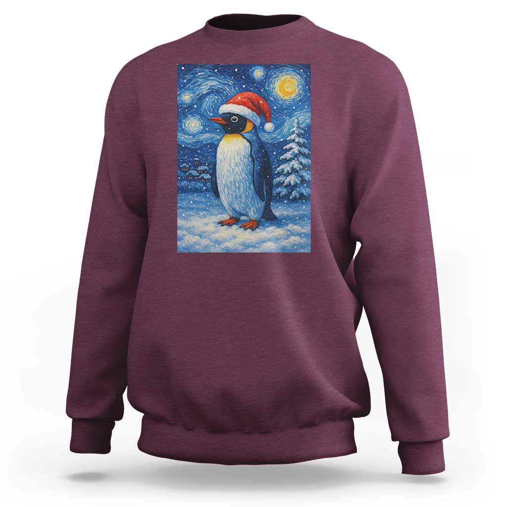 Penguin Christmas Sweatshirt Starry Night Van Gogh - Wonder Print Shop