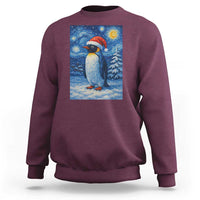 Penguin Christmas Sweatshirt Starry Night Van Gogh - Wonder Print Shop