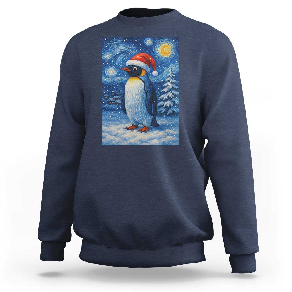 Penguin Christmas Sweatshirt Starry Night Van Gogh - Wonder Print Shop