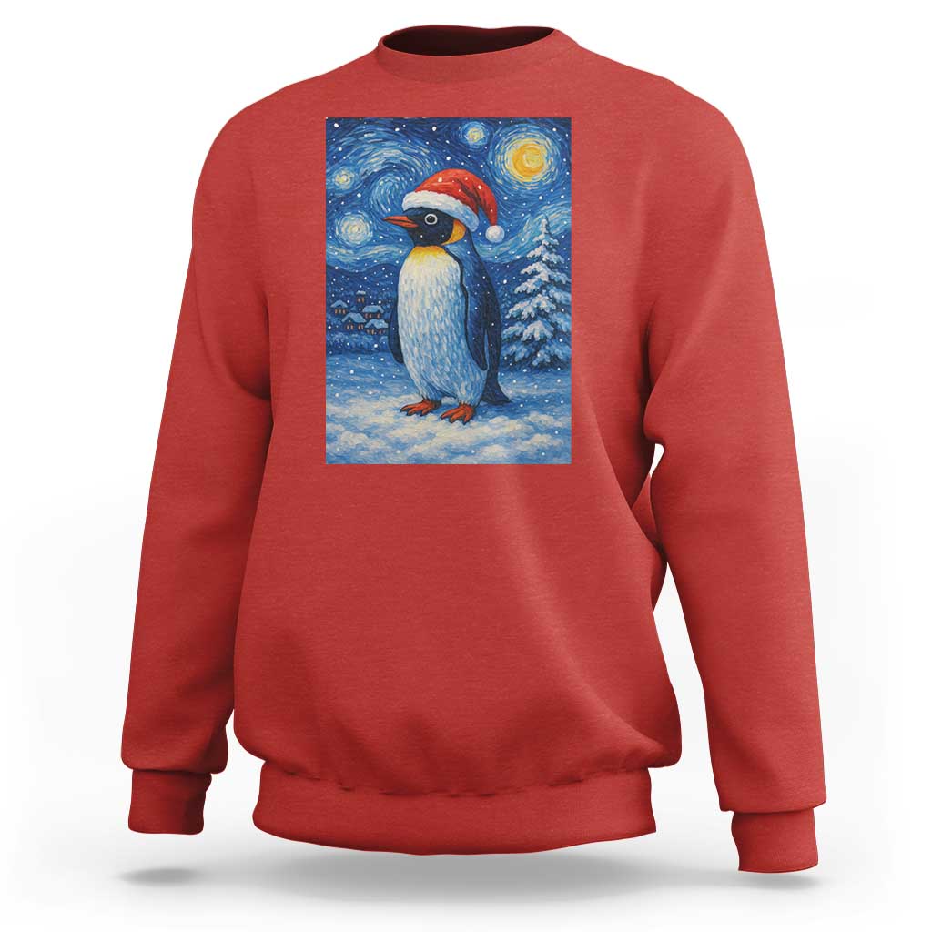 Penguin Christmas Sweatshirt Starry Night Van Gogh - Wonder Print Shop
