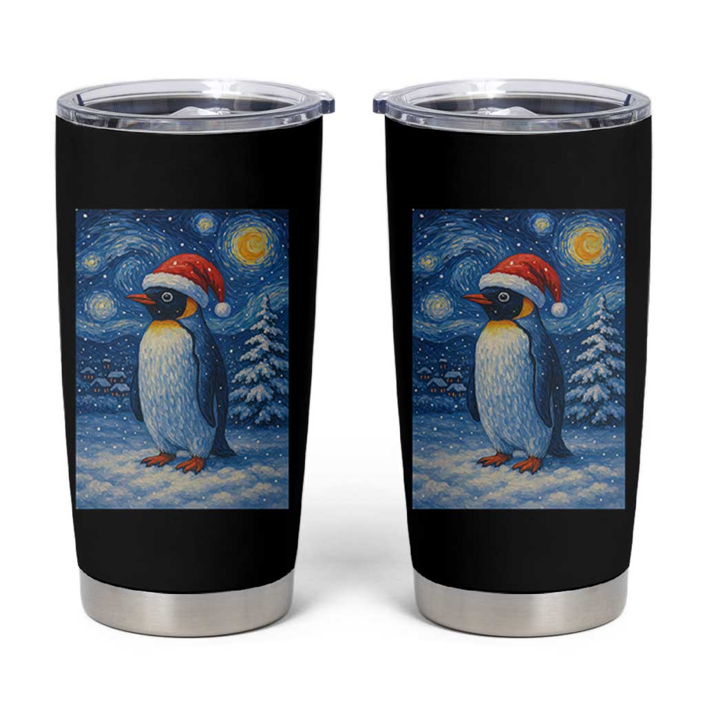 Penguin Christmas Tumbler Cup Starry Night Van Gogh - Wonder Print Shop