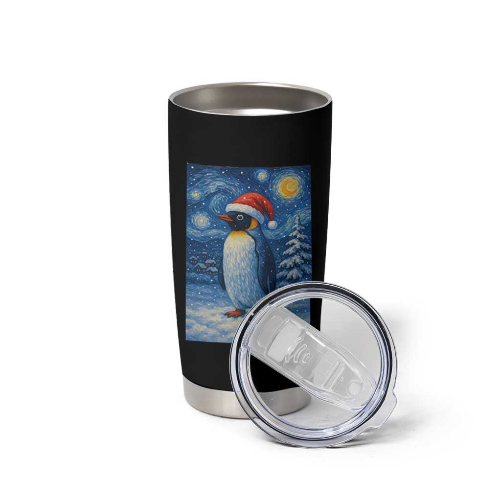 Penguin Christmas Tumbler Cup Starry Night Van Gogh - Wonder Print Shop