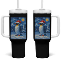 Penguin Christmas Tumbler With Handle Starry Night Van Gogh - Wonder Print Shop