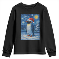 Penguin Christmas Youth Sweatshirt Starry Night Van Gogh - Wonder Print Shop