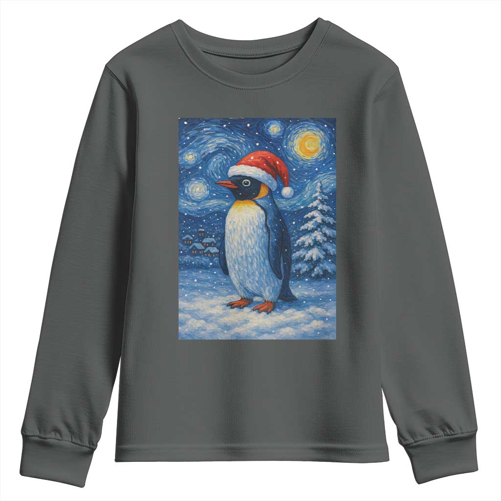 Penguin Christmas Youth Sweatshirt Starry Night Van Gogh - Wonder Print Shop