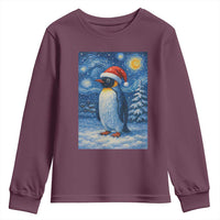 Penguin Christmas Youth Sweatshirt Starry Night Van Gogh - Wonder Print Shop