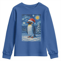 Penguin Christmas Youth Sweatshirt Starry Night Van Gogh - Wonder Print Shop