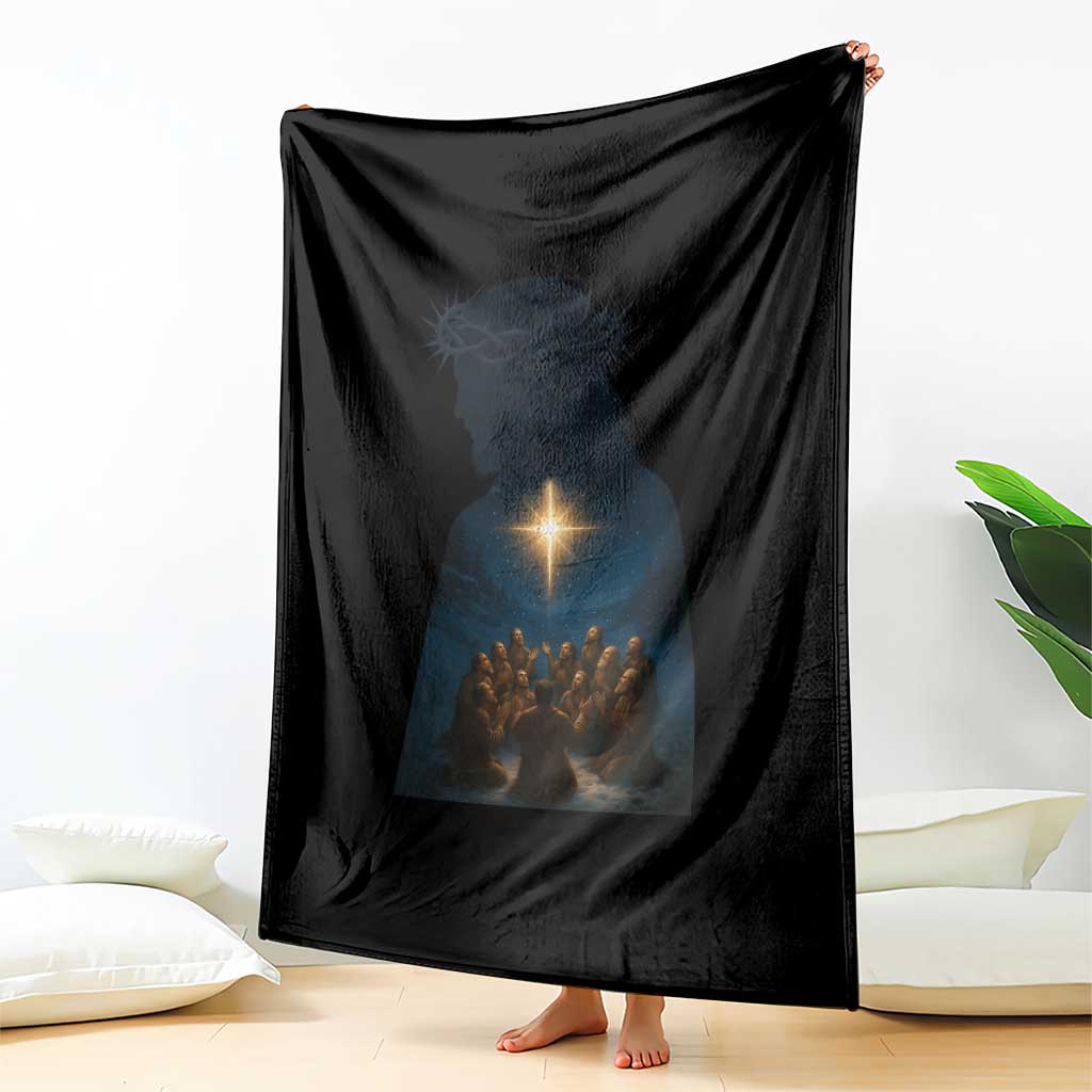 Jesus Christian Christmas Throw Blanket Christian Saints Praying Under The Star of Bethlehem - Wonder Print Shop
