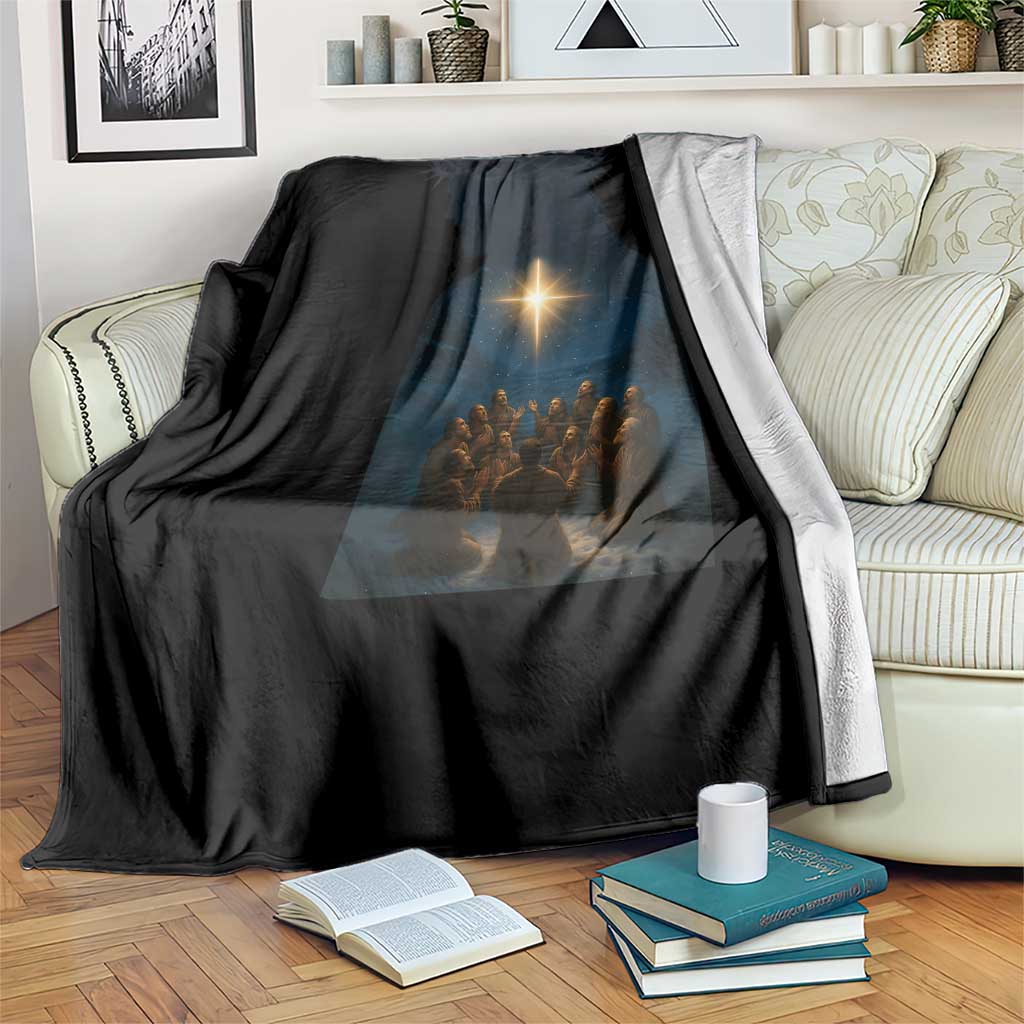 Jesus Christian Christmas Throw Blanket Christian Saints Praying Under The Star of Bethlehem - Wonder Print Shop