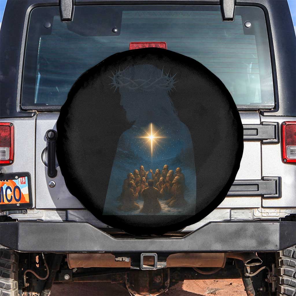 Jesus Christian Christmas Spare Tire Cover Christian Saints Praying Under The Star of Bethlehem - Wonder Print Shop
