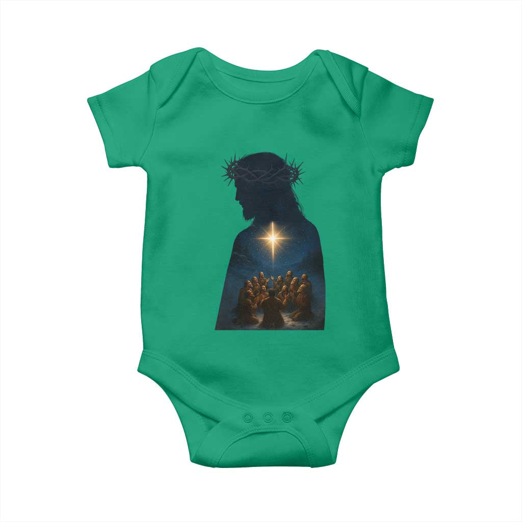 Jesus Christian Christmas Baby Onesie Christian Saints Praying Under The Star of Bethlehem - Wonder Print Shop