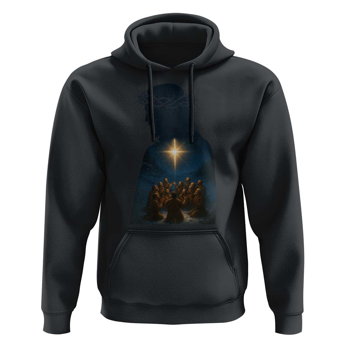 Jesus Christian Christmas Hoodie Christian Saints Praying Under The Star of Bethlehem - Wonder Print Shop