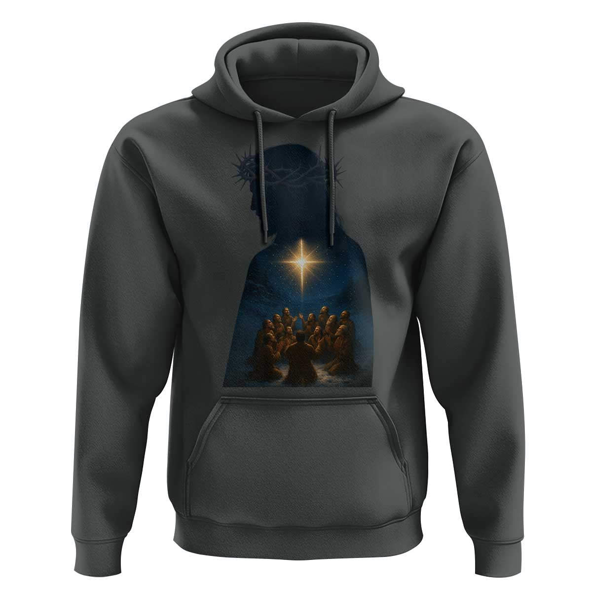 Jesus Christian Christmas Hoodie Christian Saints Praying Under The Star of Bethlehem - Wonder Print Shop