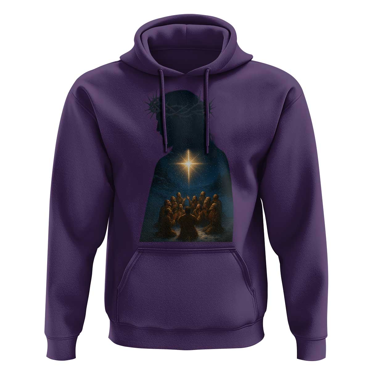 Jesus Christian Christmas Hoodie Christian Saints Praying Under The Star of Bethlehem - Wonder Print Shop