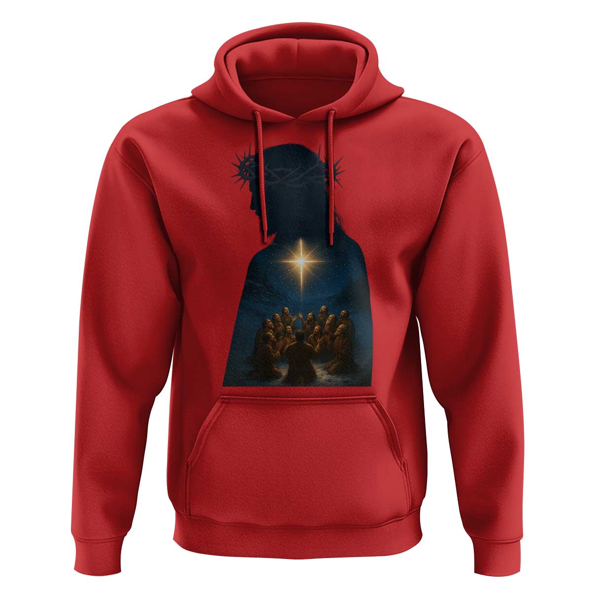 Jesus Christian Christmas Hoodie Christian Saints Praying Under The Star of Bethlehem - Wonder Print Shop
