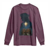 Jesus Christian Christmas Long Sleeve Shirt Christian Saints Praying Under The Star of Bethlehem - Wonder Print Shop