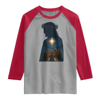 Jesus Christian Christmas Raglan Shirt Christian Saints Praying Under The Star of Bethlehem - Wonder Print Shop