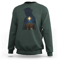 Jesus Christian Christmas Sweatshirt Christian Saints Praying Under The Star of Bethlehem - Wonder Print Shop