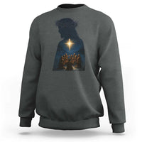 Jesus Christian Christmas Sweatshirt Christian Saints Praying Under The Star of Bethlehem - Wonder Print Shop