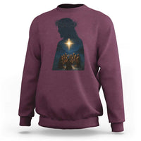 Jesus Christian Christmas Sweatshirt Christian Saints Praying Under The Star of Bethlehem - Wonder Print Shop