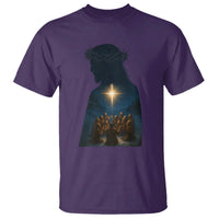 Jesus Christian Christmas T Shirt Christian Saints Praying Under The Star of Bethlehem - Wonder Print Shop