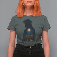 Jesus Christian Christmas T Shirt For Women Christian Saints Praying Under The Star of Bethlehem - Wonder Print Shop