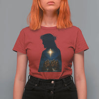 Jesus Christian Christmas T Shirt For Women Christian Saints Praying Under The Star of Bethlehem - Wonder Print Shop