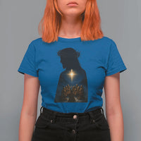 Jesus Christian Christmas T Shirt For Women Christian Saints Praying Under The Star of Bethlehem - Wonder Print Shop
