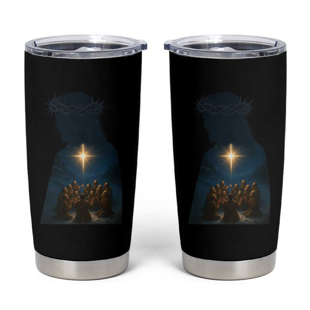 Jesus Christian Christmas Tumbler Cup Christian Saints Praying Under The Star of Bethlehem - Wonder Print Shop
