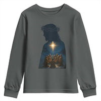 Jesus Christian Christmas Youth Sweatshirt Christian Saints Praying Under The Star of Bethlehem - Wonder Print Shop